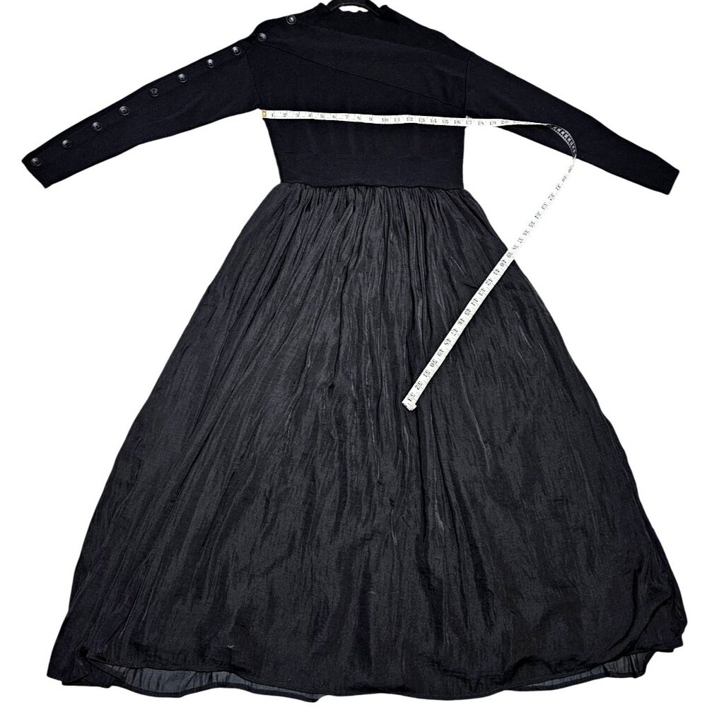 Portrait Courtside Dress Black Long Sleeve Button Detail M - Picture 11 of 11